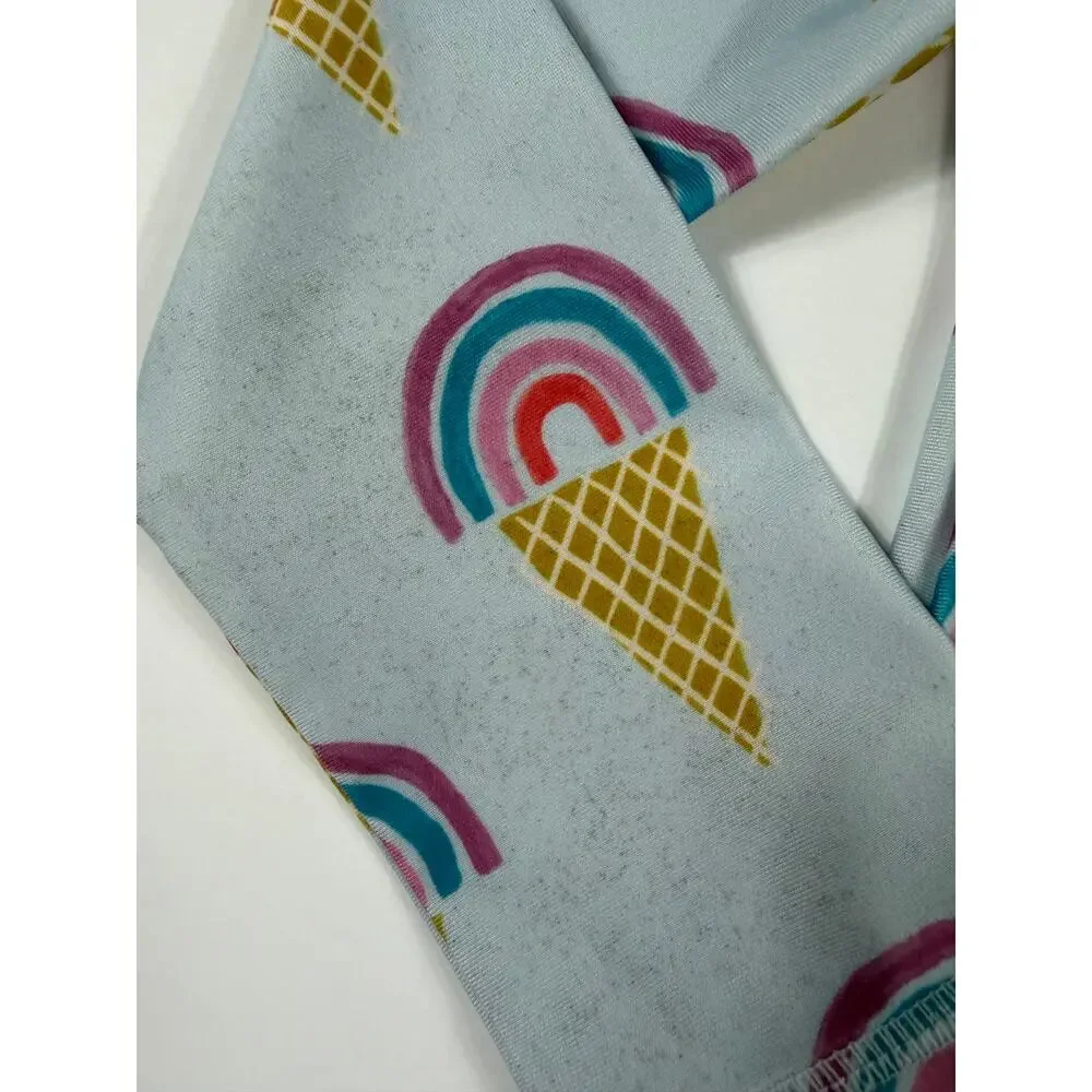 Tea Collection Rainbow Ice Cream Cone Long Sleeve One Piece Swimsuit Size 4